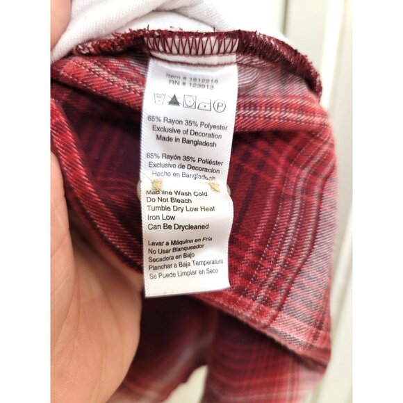 JACHS Girlfriend Red & White Plaid Button-Up Long Sleeve Shirt With pockets - Picture 12 of 12